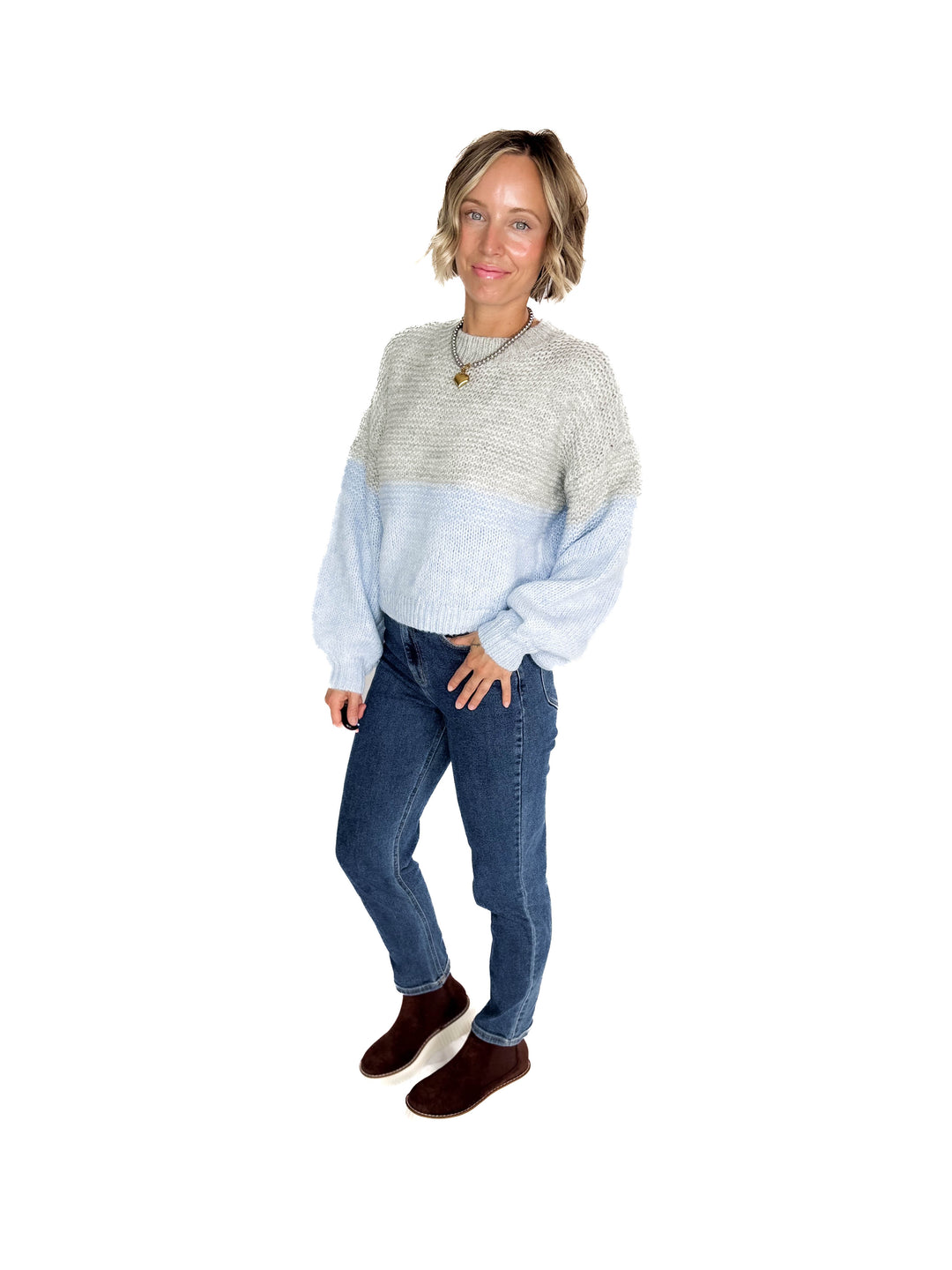 NOISY MAY Ophelia High Neck Sweater- CASHMERE BLUE-FINAL SALE *XS*