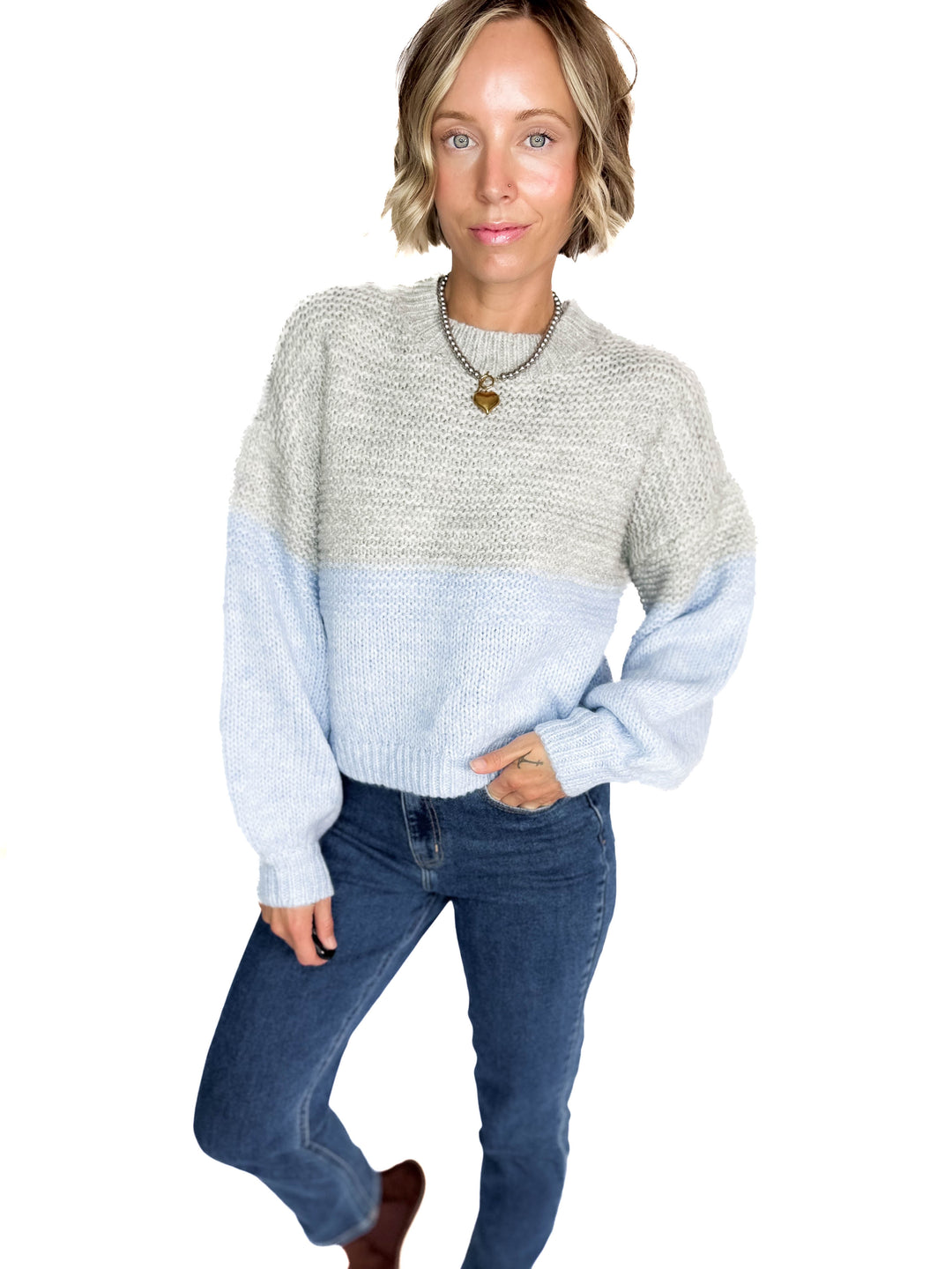 NOISY MAY Ophelia High Neck Sweater- CASHMERE BLUE-FINAL SALE *XS*