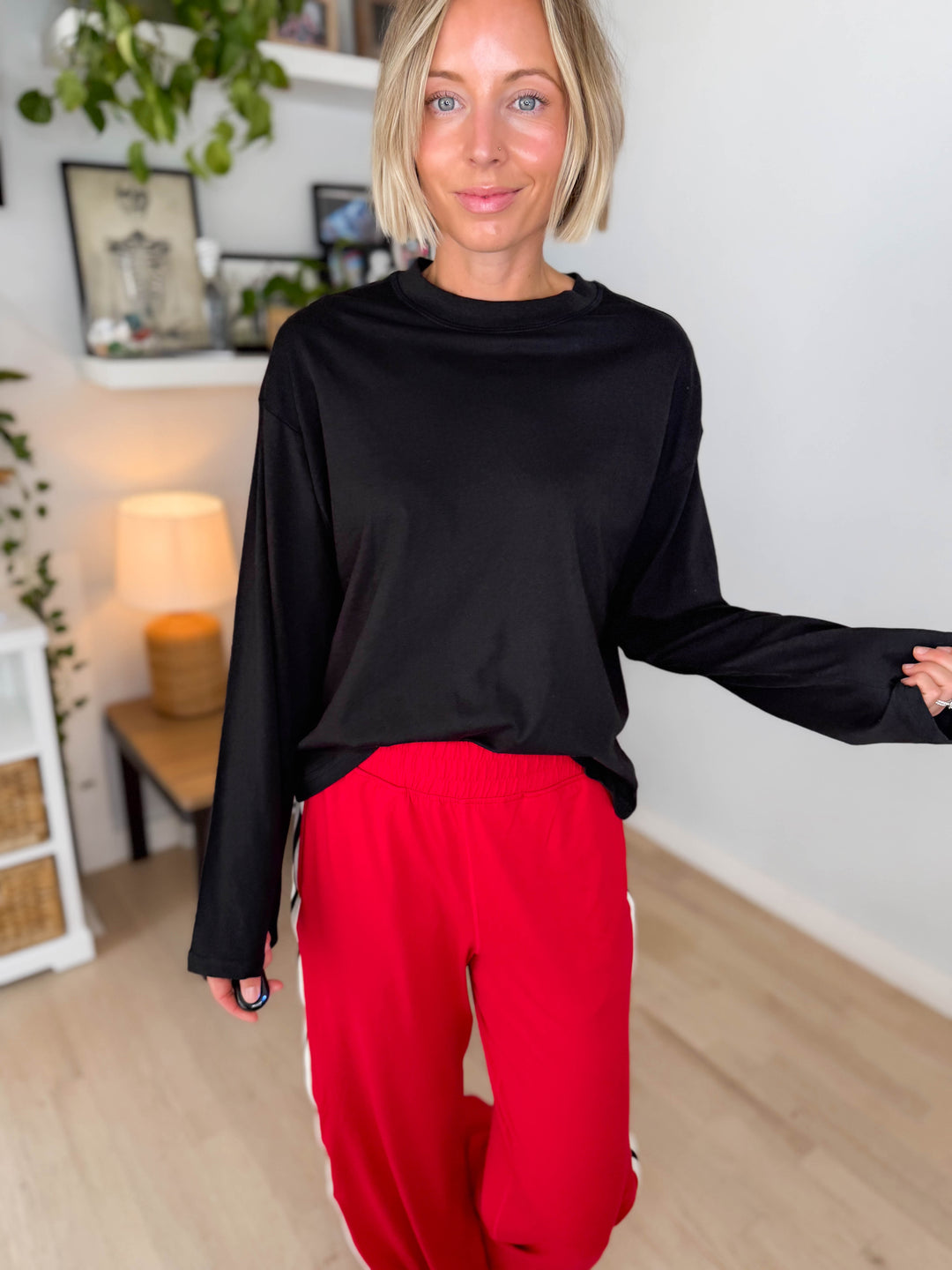 Only Happy Organic Cotton Long Sleeve Tee- BLACK-FINAL SALE