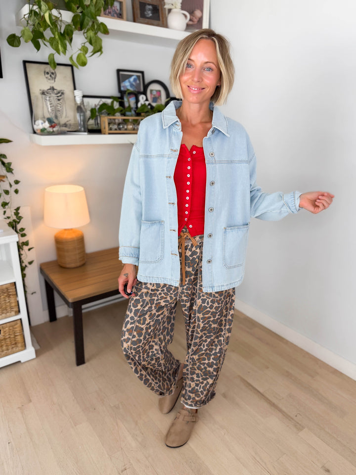 Grace Denim Button Up Jacket- LIGHT WASH-FINAL SALE