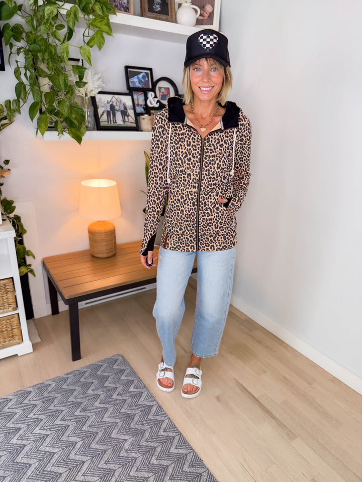 AMPERSAND AVE Full Zip- WILD LEOPARD