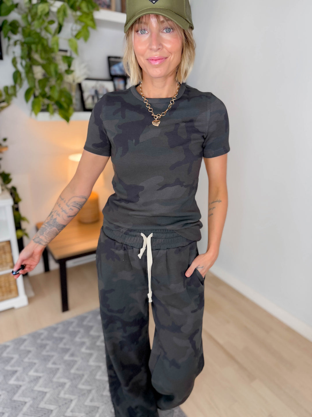 AMPERSAND AVE Thermal Tee + Pant Set- CAMO-FINAL SALE