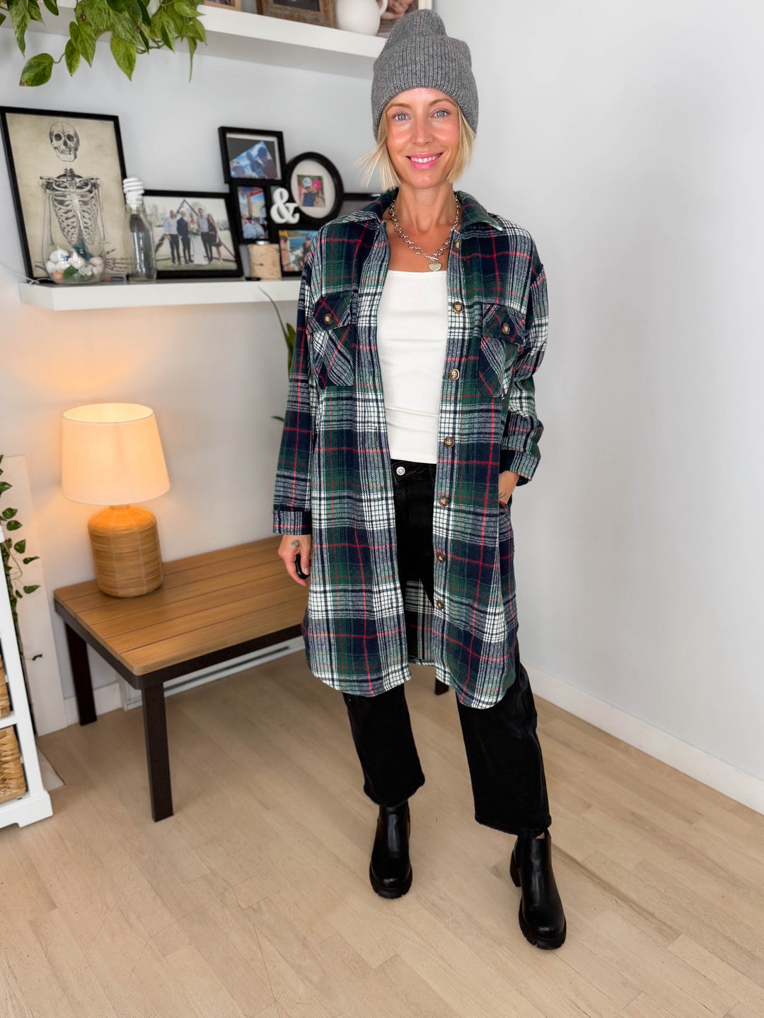 Out West Plaid Shacket- GREEN MULTI-FINAL SALE
