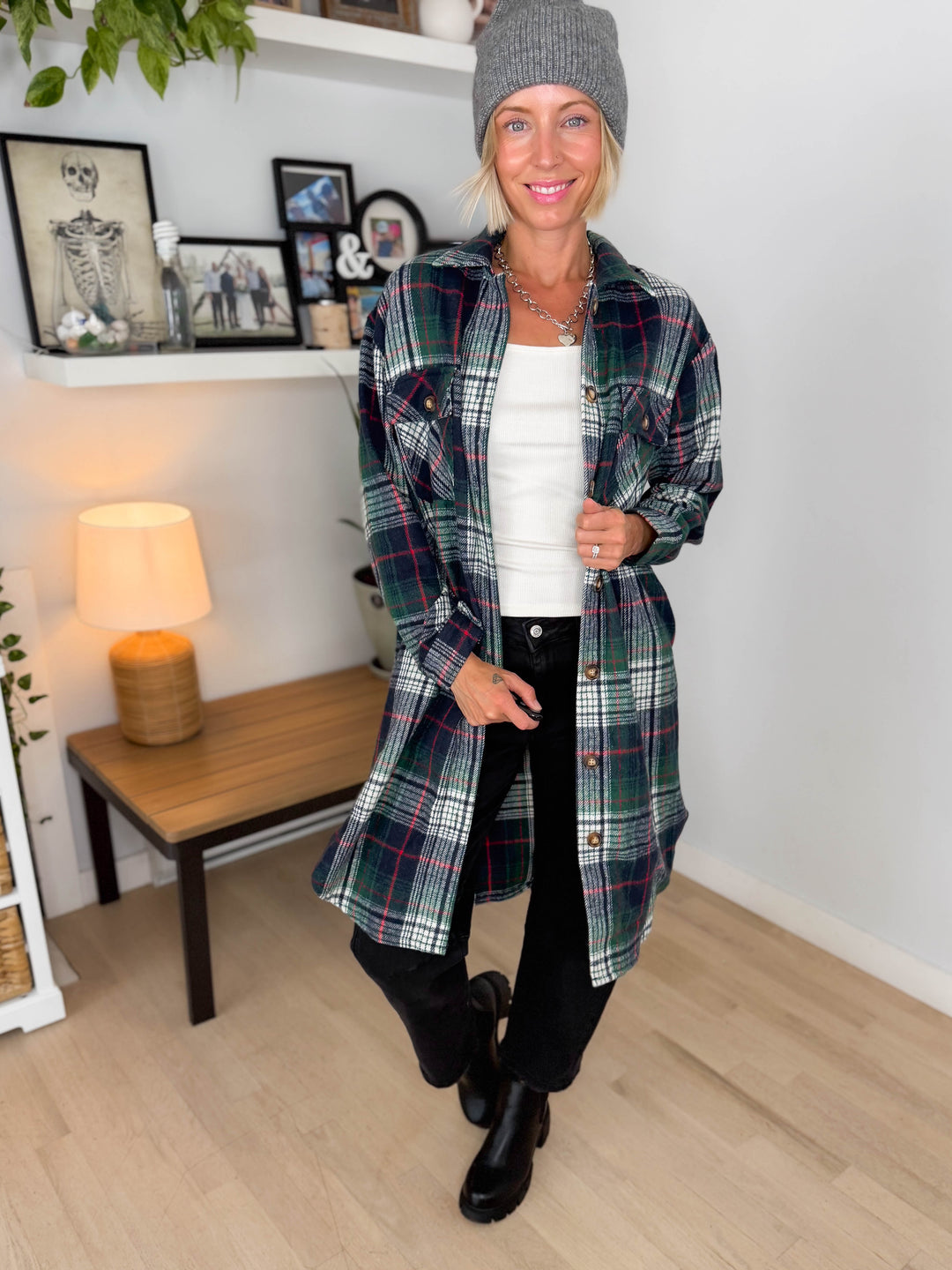 Out West Plaid Shacket- GREEN MULTI-FINAL SALE
