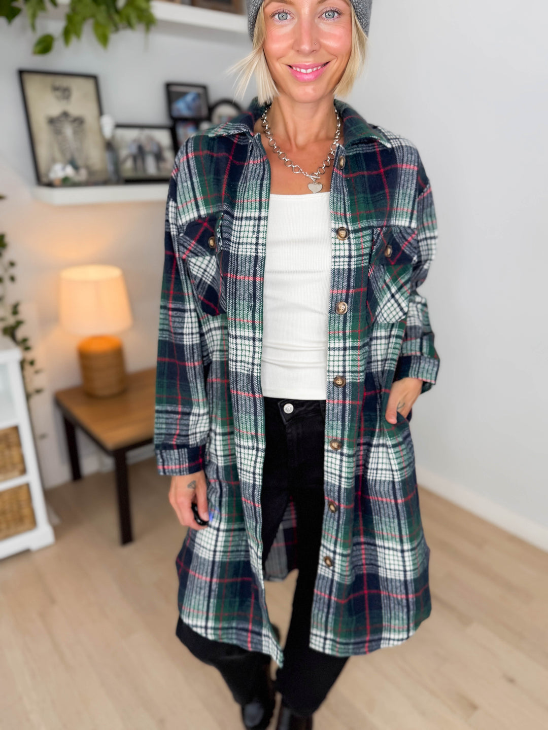 Out West Plaid Shacket- GREEN MULTI-FINAL SALE