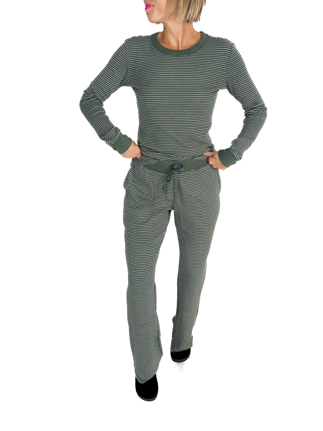 Layla Waffle Lounge Pant- HUNTER-FINAL SALE