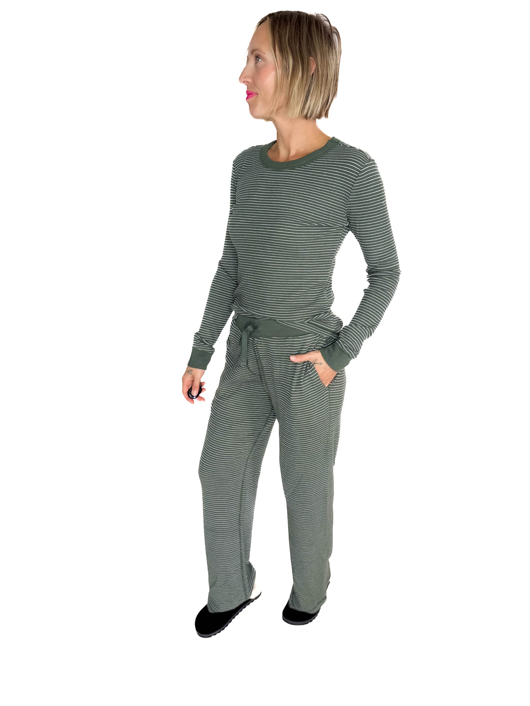 Layla Waffle Lounge Pant- HUNTER-FINAL SALE