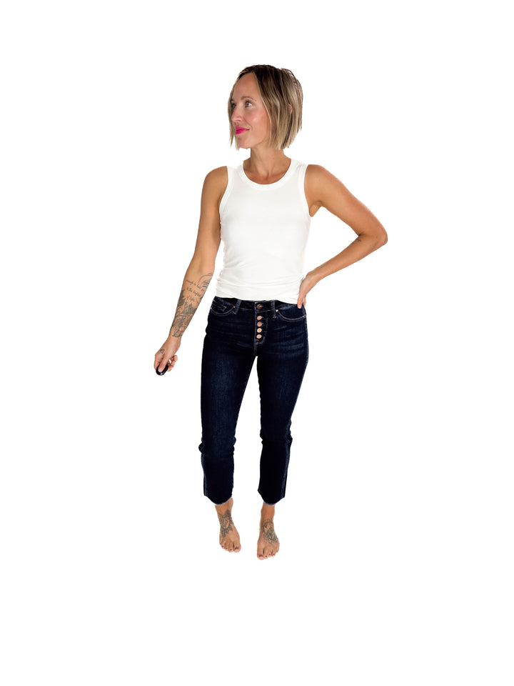 MICA Cityline Side Panel Slim Straight Jean- DARK DENIM