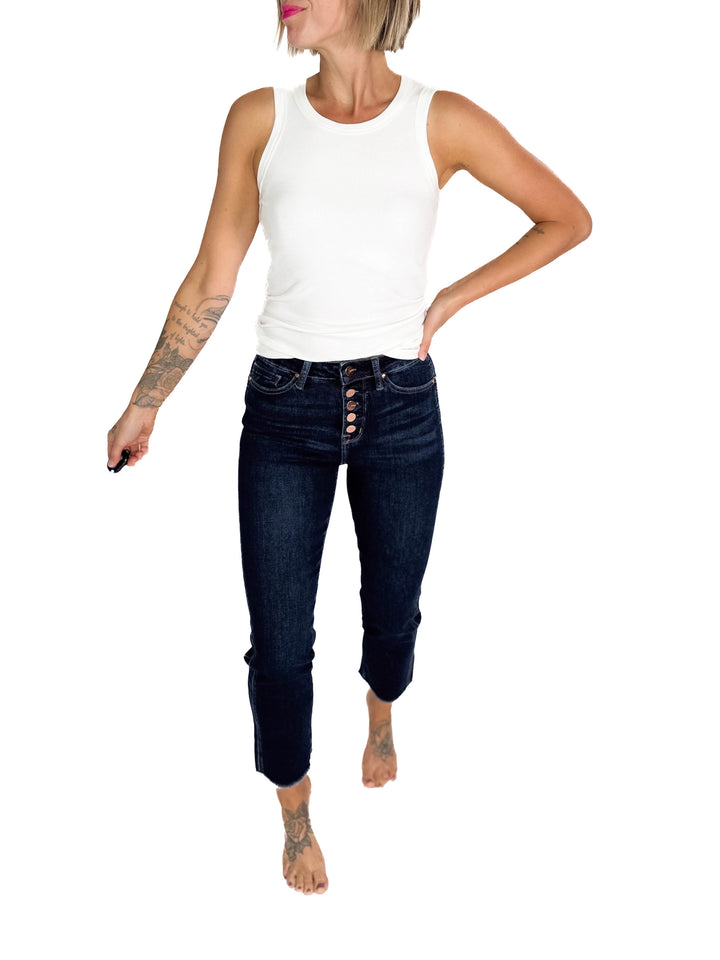 MICA Cityline Side Panel Slim Straight Jean- DARK DENIM