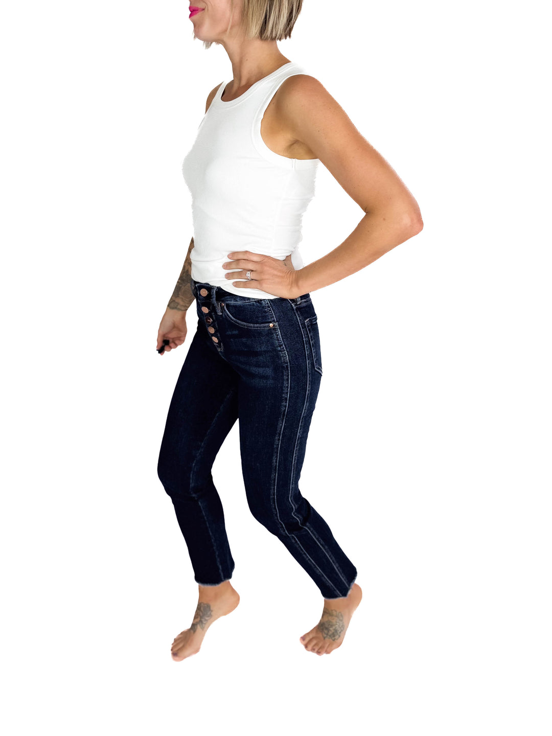 MICA Cityline Side Panel Slim Straight Jean- DARK DENIM