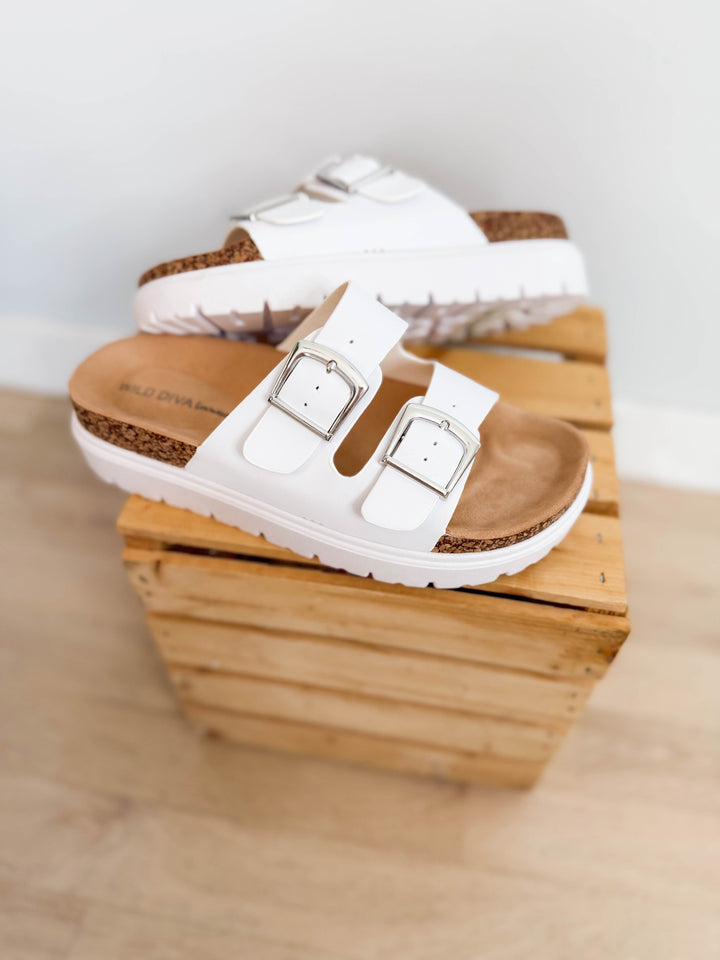 Joonie Platform Sandal- WHITE-FINAL SALE *9+10*