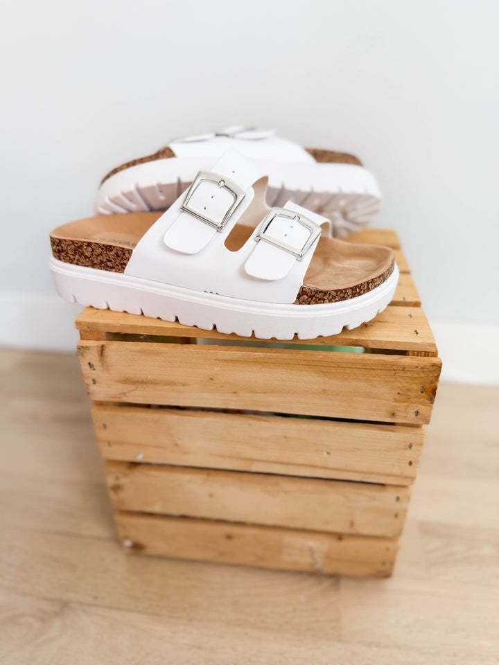 Joonie Platform Sandal- WHITE-FINAL SALE *9+10*