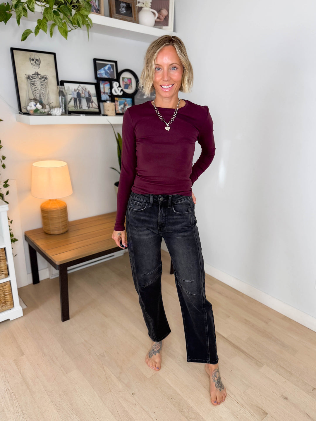Only Riley Organic Cotton Long Sleeve Top- WINE TASTING