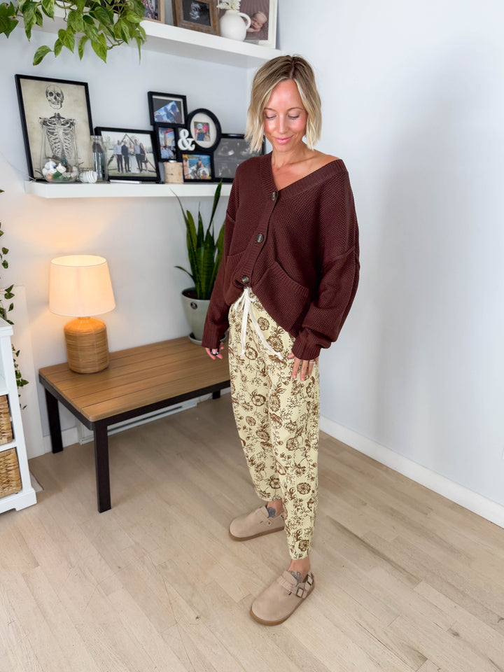 Annabeth Button Down Cardigan- DARK BROWN