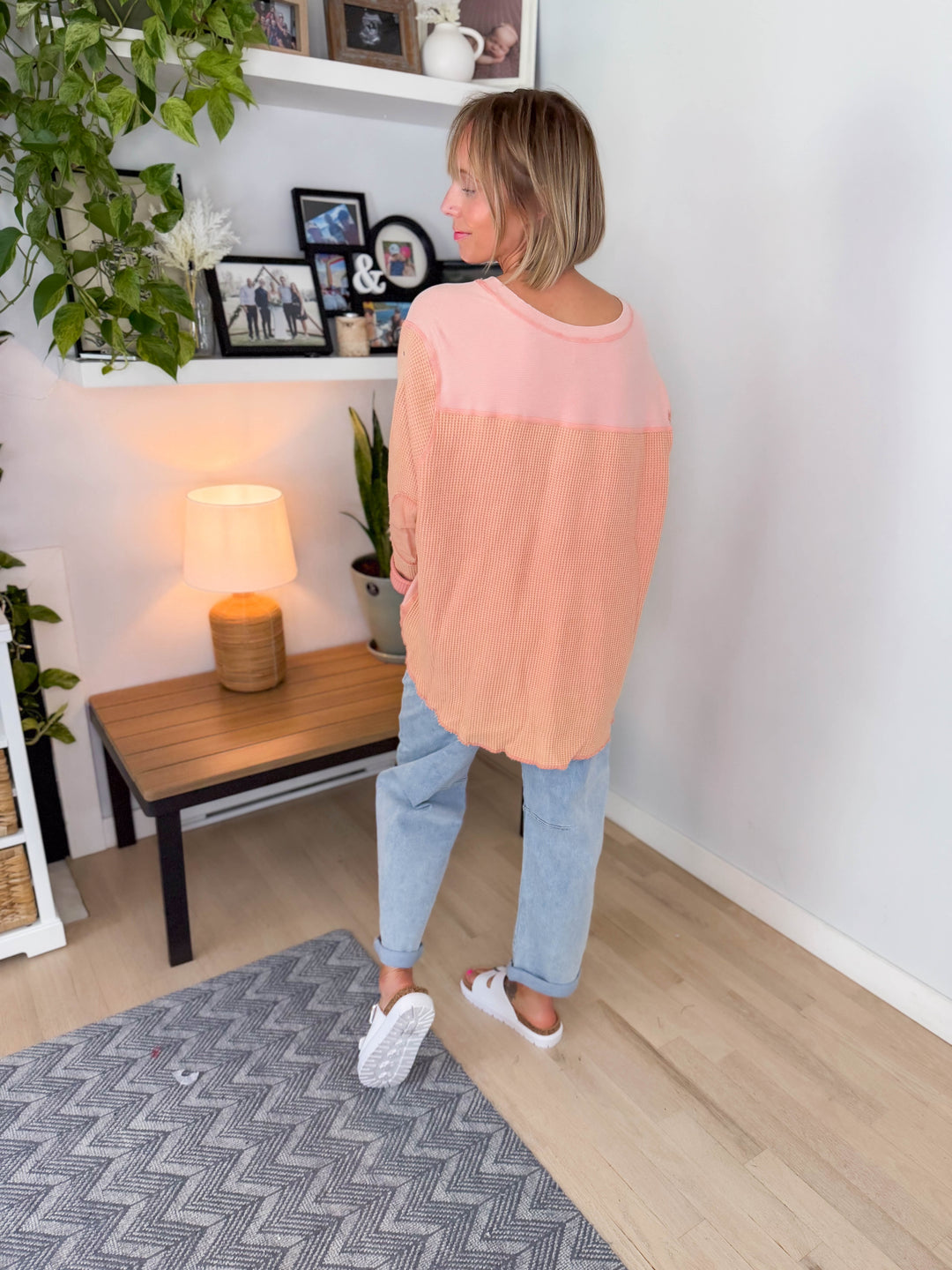 Tove Waffle Tunic Pullover- PEACH PINK-FINAL SALE *L*