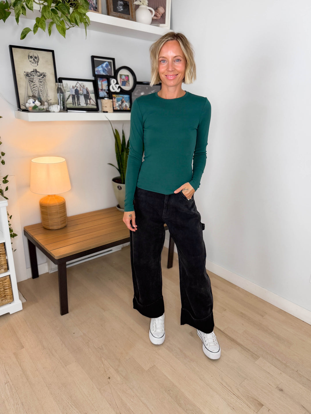 Only Riley Organic Cotton Long Sleeve Top- JUNE BUG GREEN
