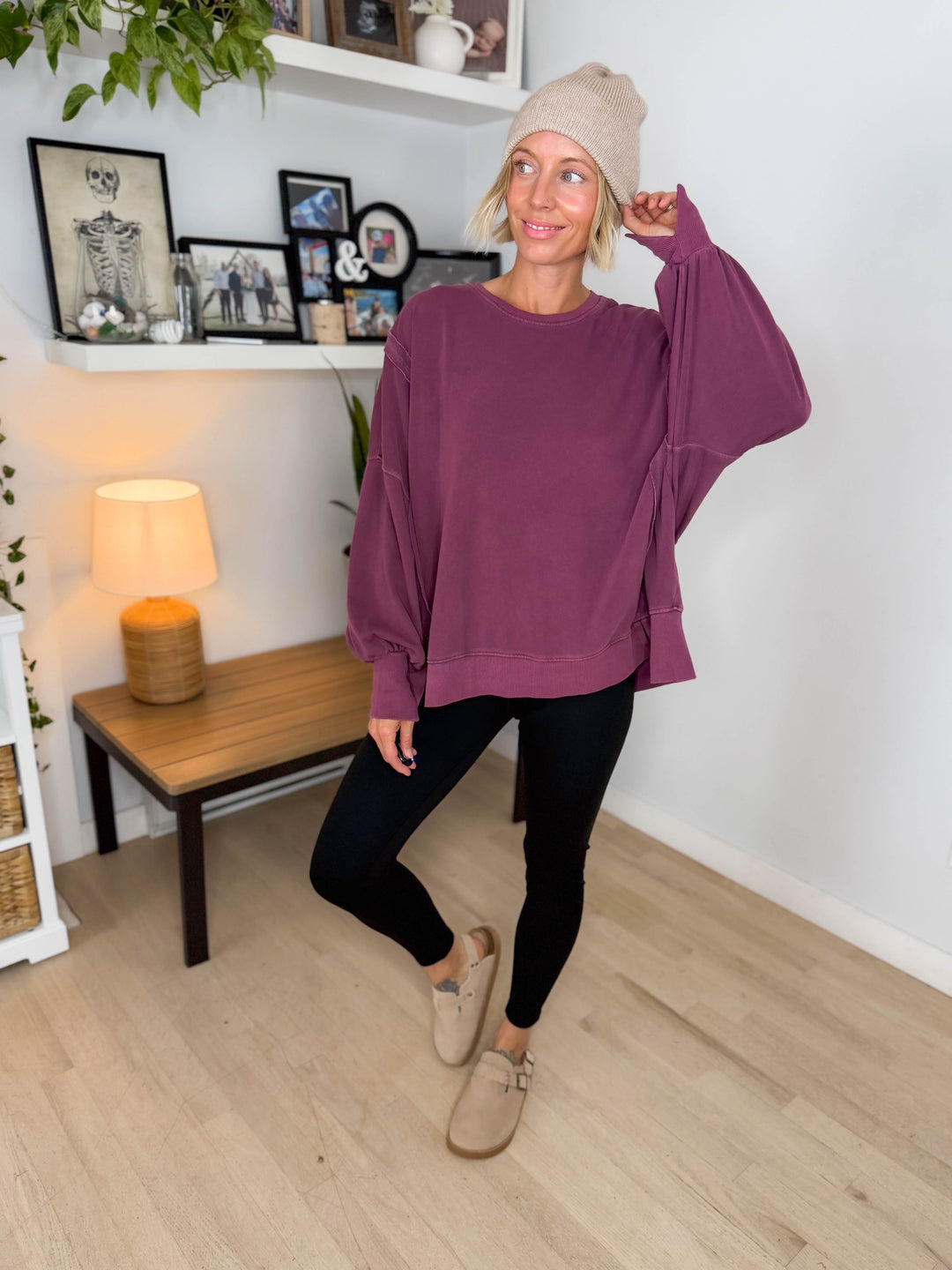 Haven Exposed Seam Pullover- DARK CHERRY