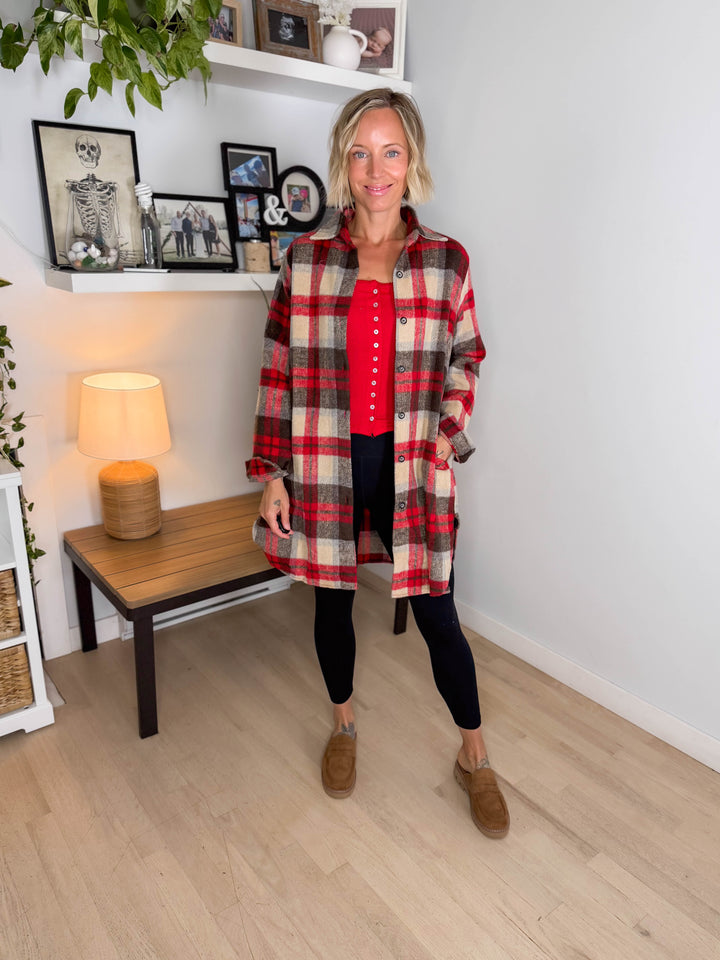 Renfrew Plaid Shacket- RED/IVORY *PRE-ORDER SEPT 25