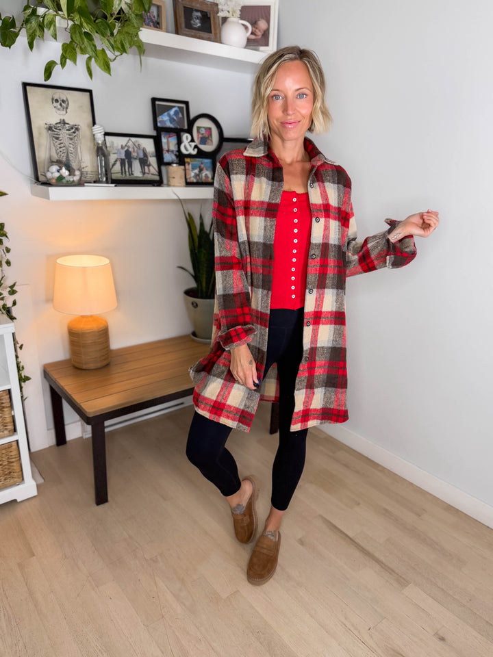 Renfrew Plaid Shacket- RED/IVORY *PRE-ORDER SEPT 25