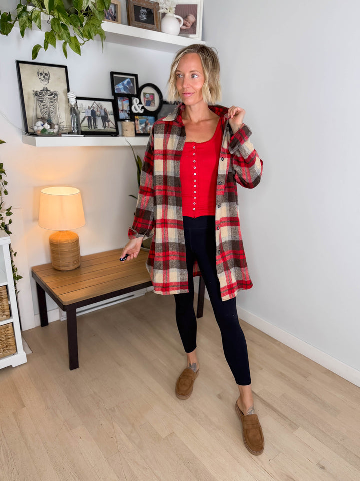 Renfrew Plaid Shacket- RED/IVORY *PRE-ORDER SEPT 25