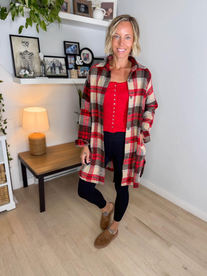 Renfrew Plaid Shacket- RED/IVORY *PRE-ORDER SEPT 25