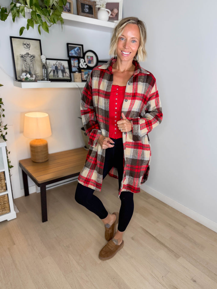 Renfrew Plaid Shacket- RED/IVORY *PRE-ORDER SEPT 25