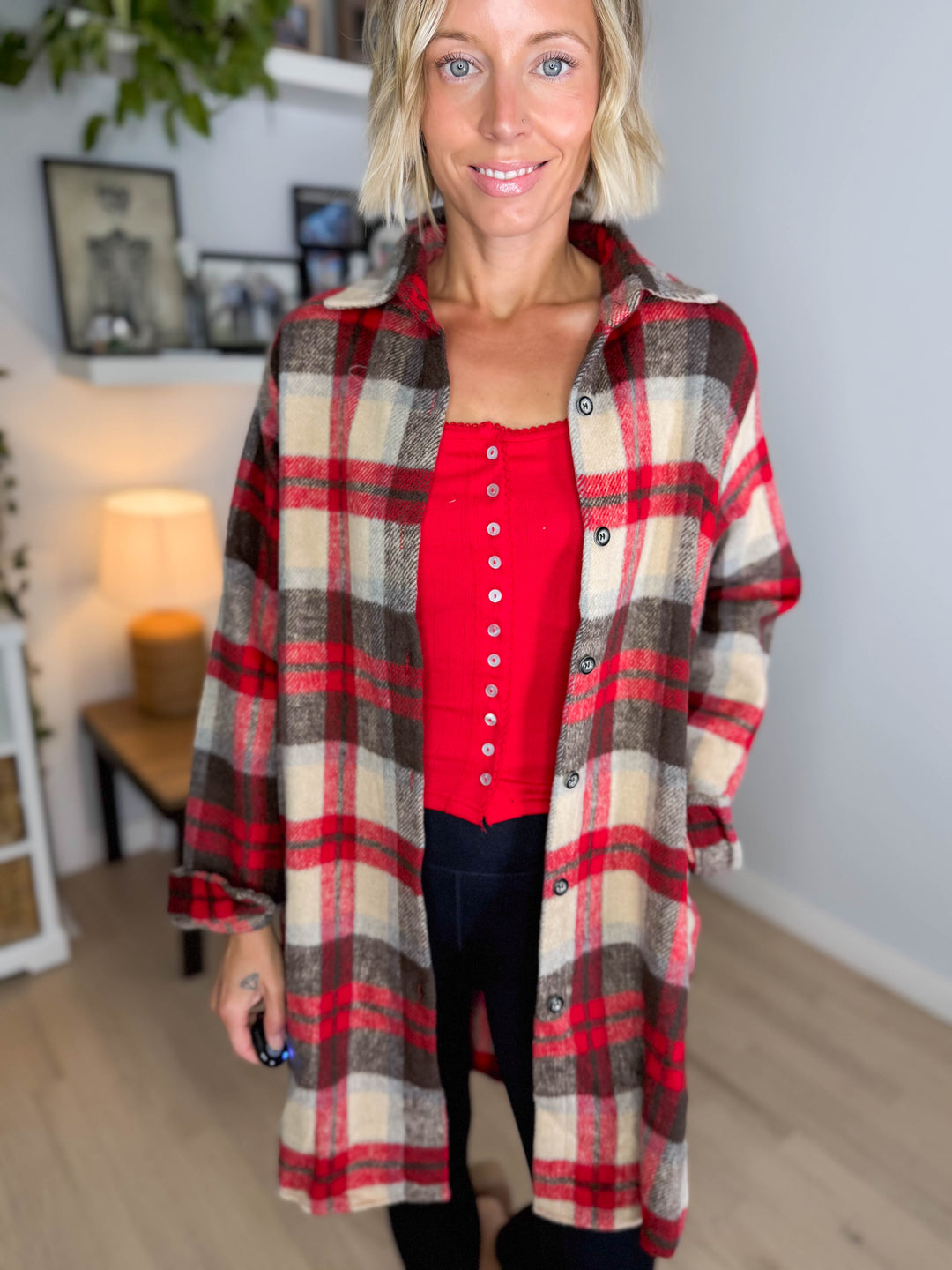 Renfrew Plaid Shacket- RED/IVORY *PRE-ORDER SEPT 25