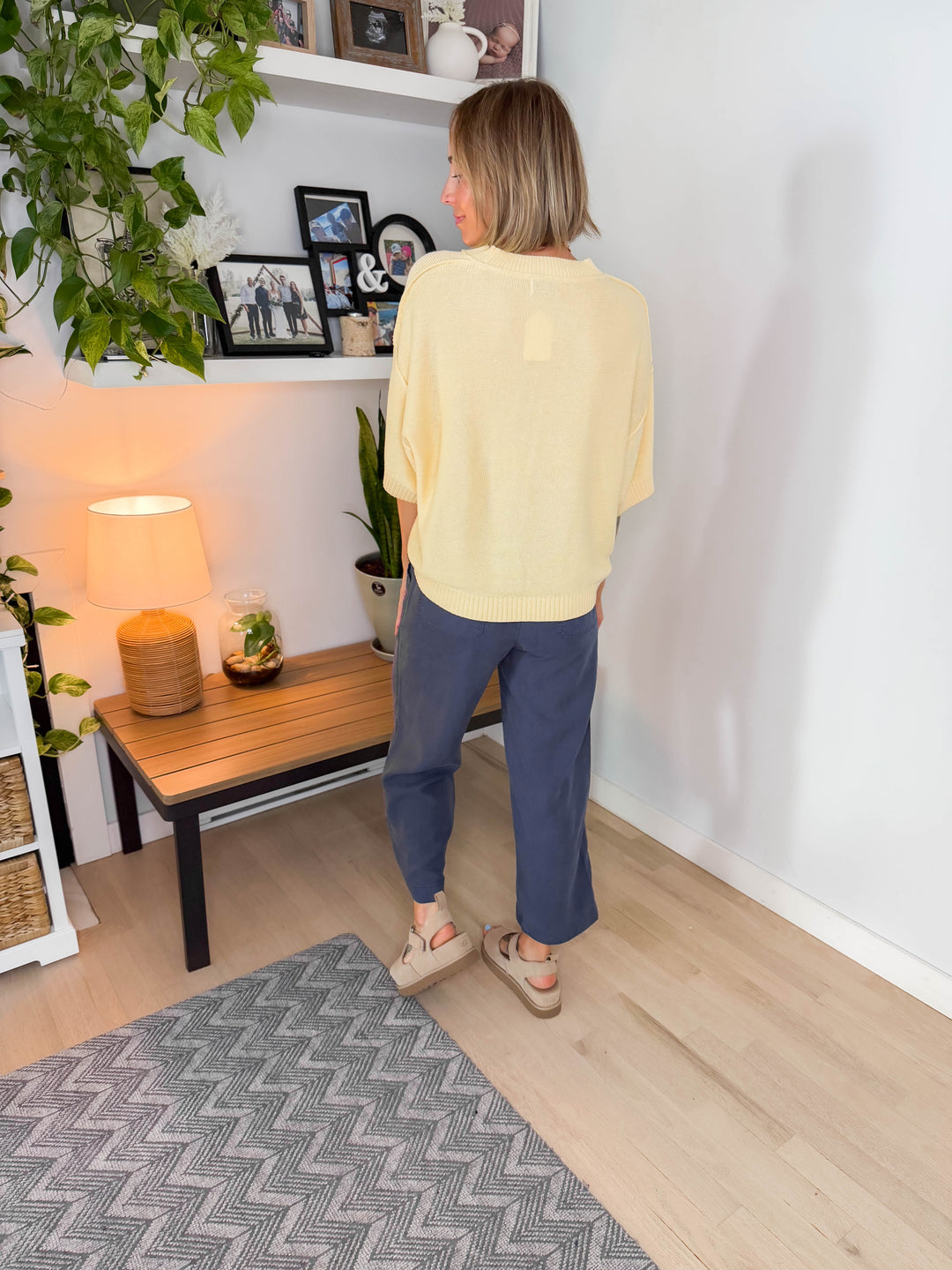 Sunspell Drop Shoulder Knit Top- YELLOW