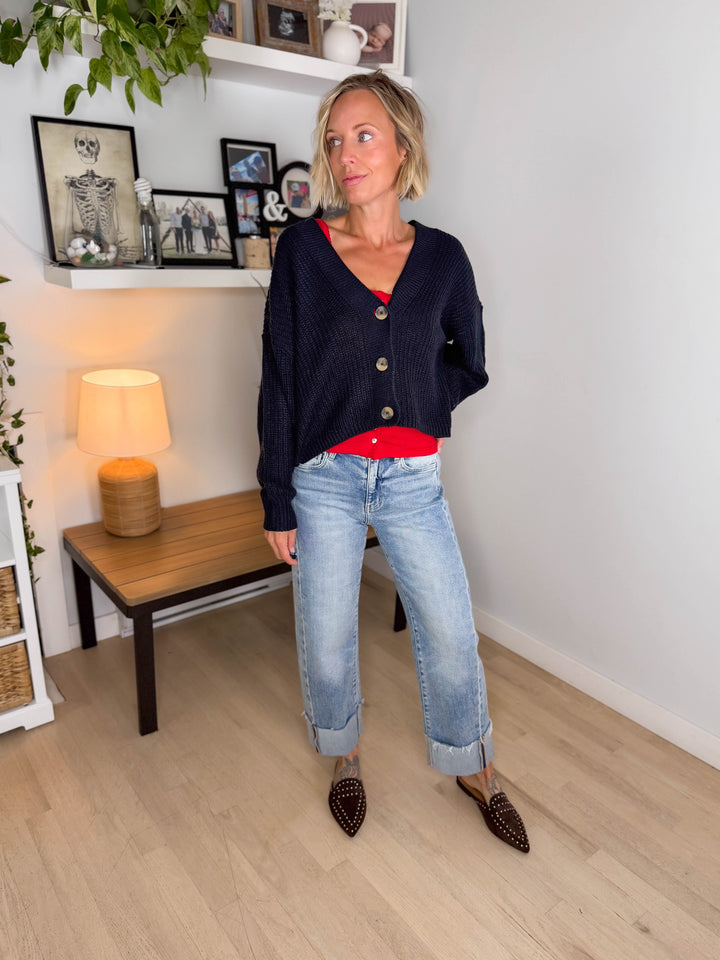 ONLY Caroline Button Cardigan- NIGHT SKY NAVY