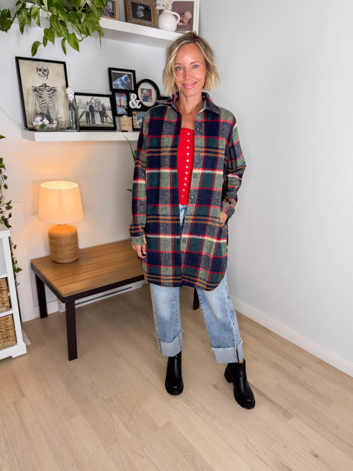 Renfrew Plaid Shacket- GREEN/NAVY
