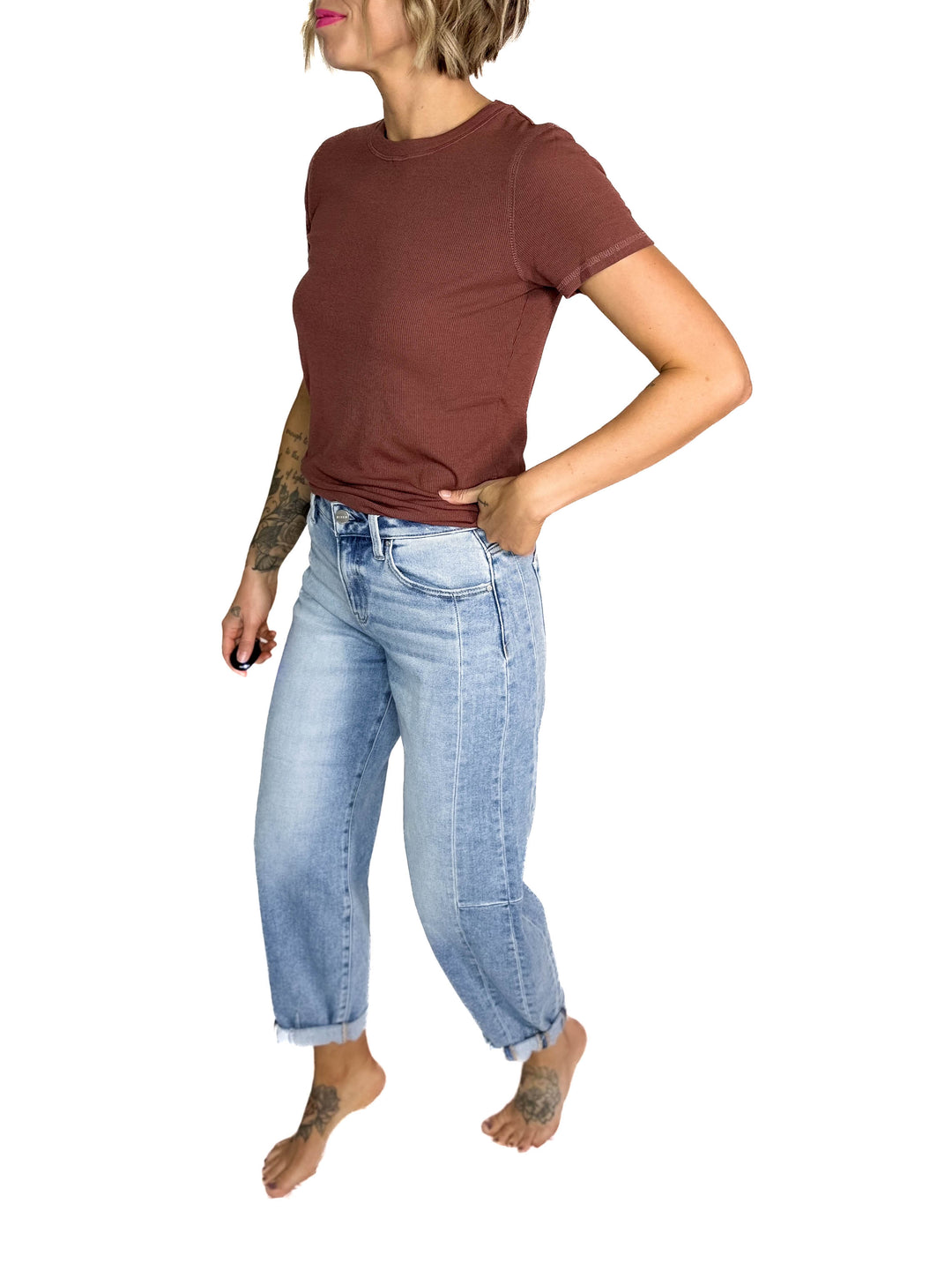 Risen Cruz Barrel Jean- MEDIUM WASH