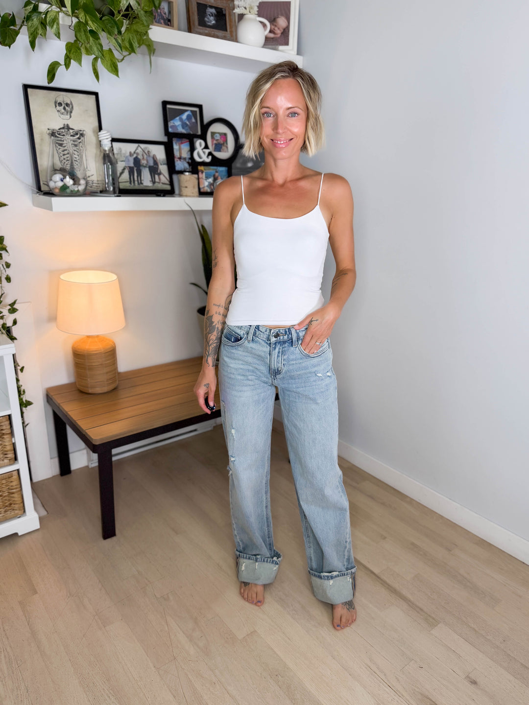 Kancan Premium Georgia 90's Relaxed Mid Rise Jeans- MEDIUM LIGHT-FINAL SALE
