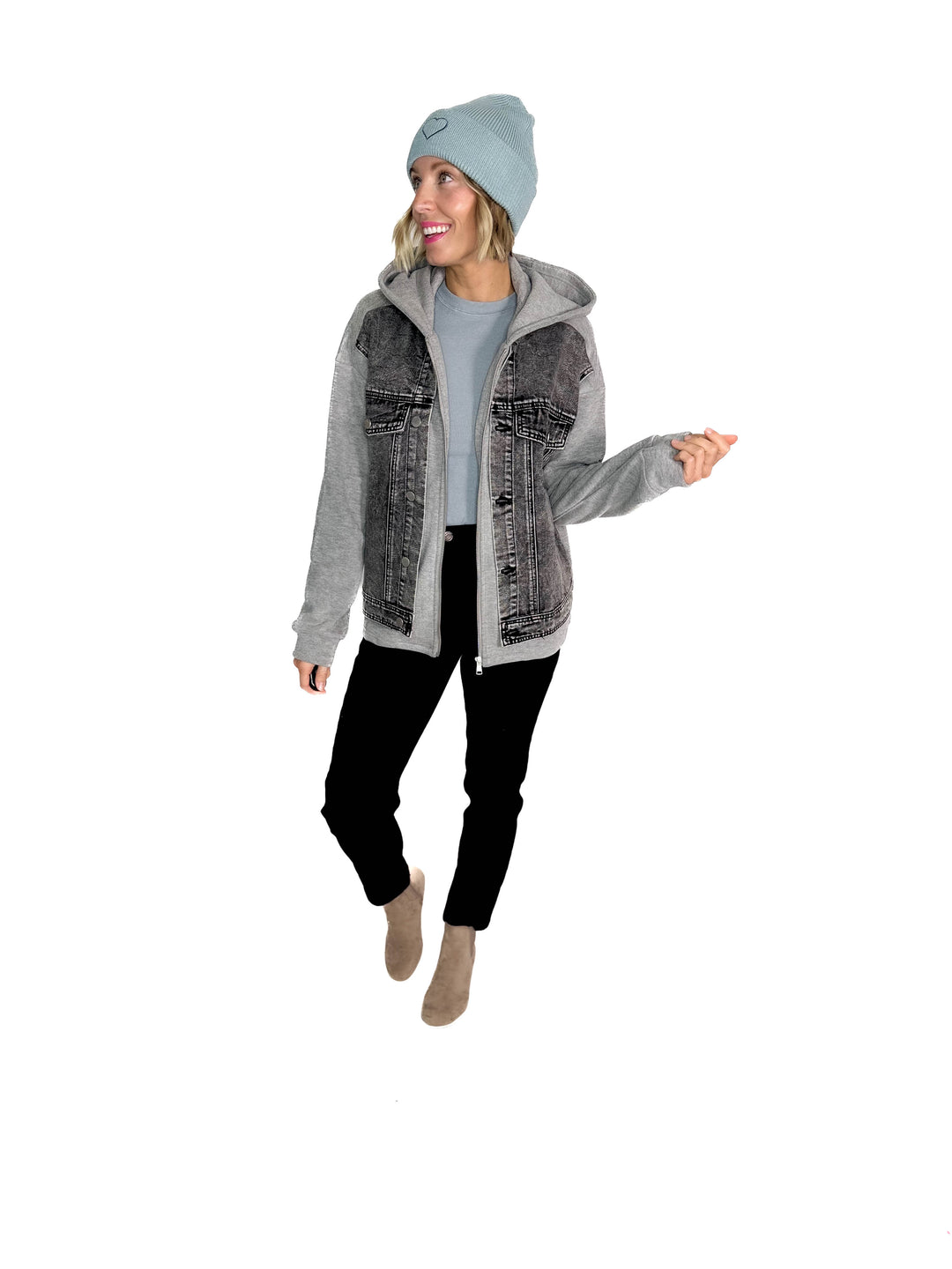 Jordana Fleece Lined Hoodie Jacket- BLACK