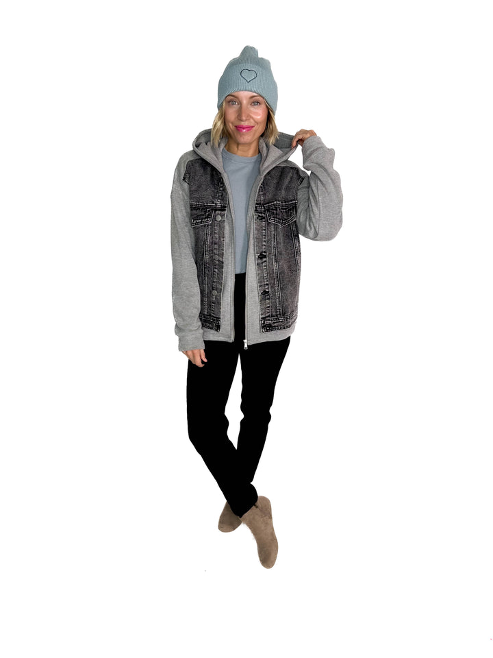 Jordana Fleece Lined Hoodie Jacket- BLACK