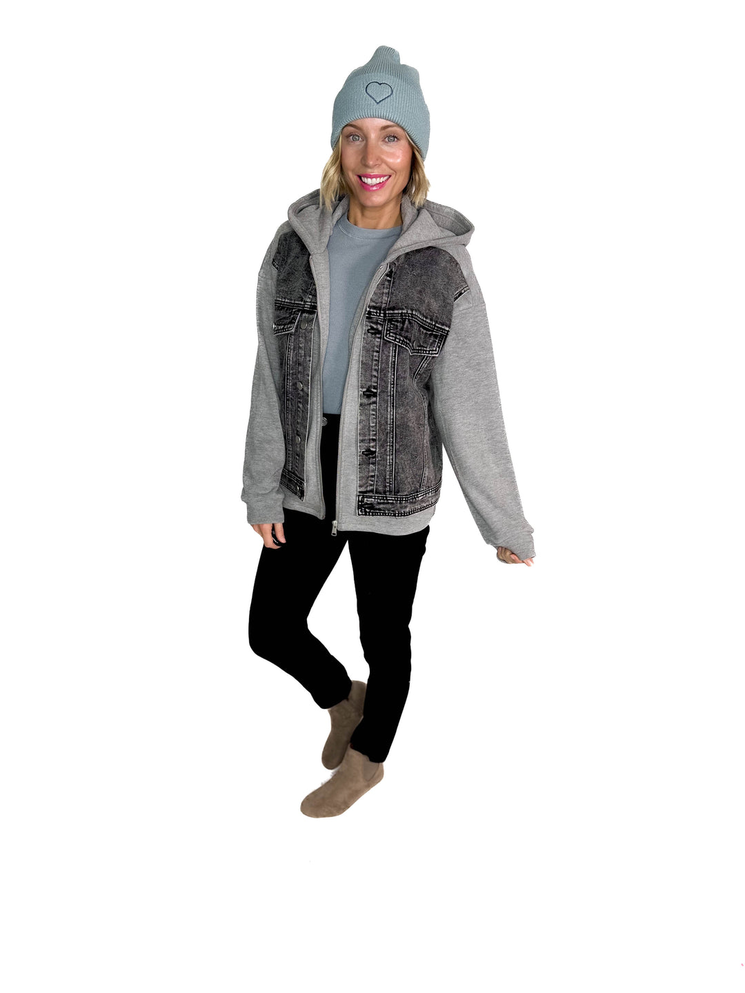 Jordana Fleece Lined Hoodie Jacket- BLACK