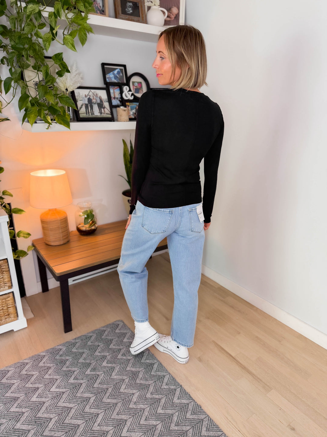 Zariah Soft Ribbed Long Sleeve- BLACK