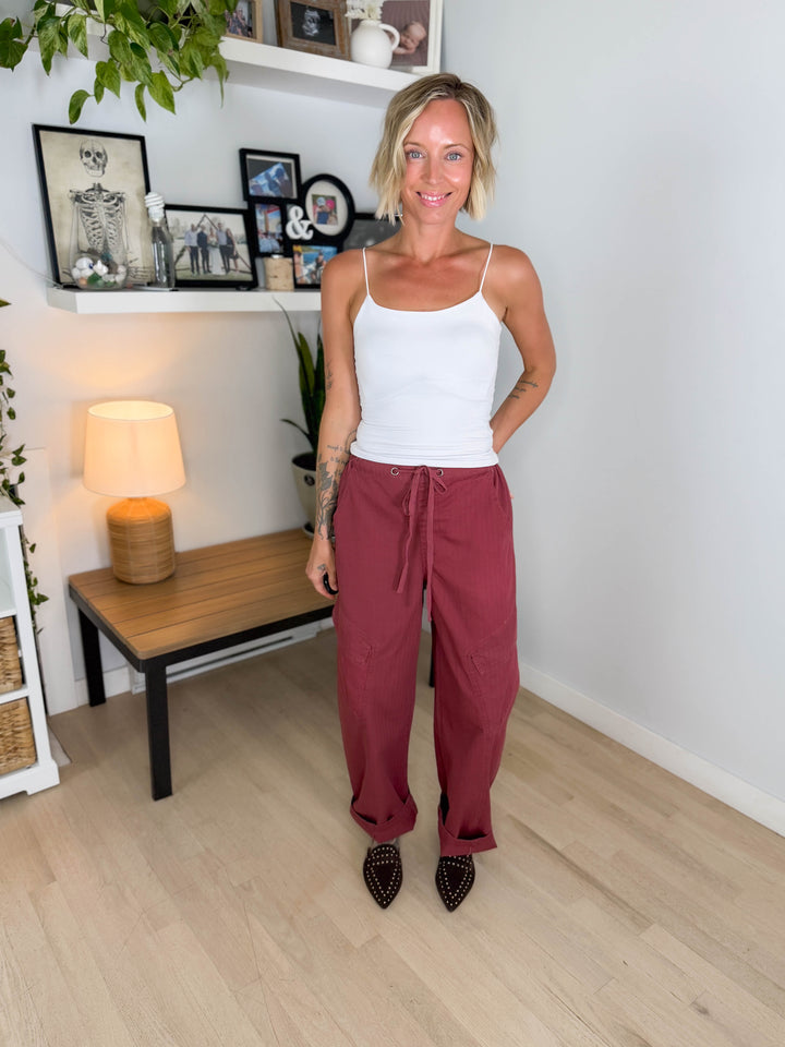 Sutton Drawstring Cargo Pant- TERRACOTTA-FINAL SALE