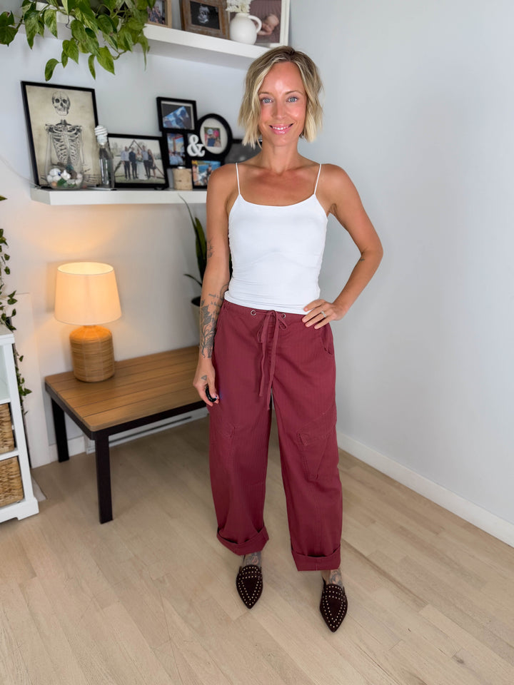 Sutton Drawstring Cargo Pant- TERRACOTTA-FINAL SALE