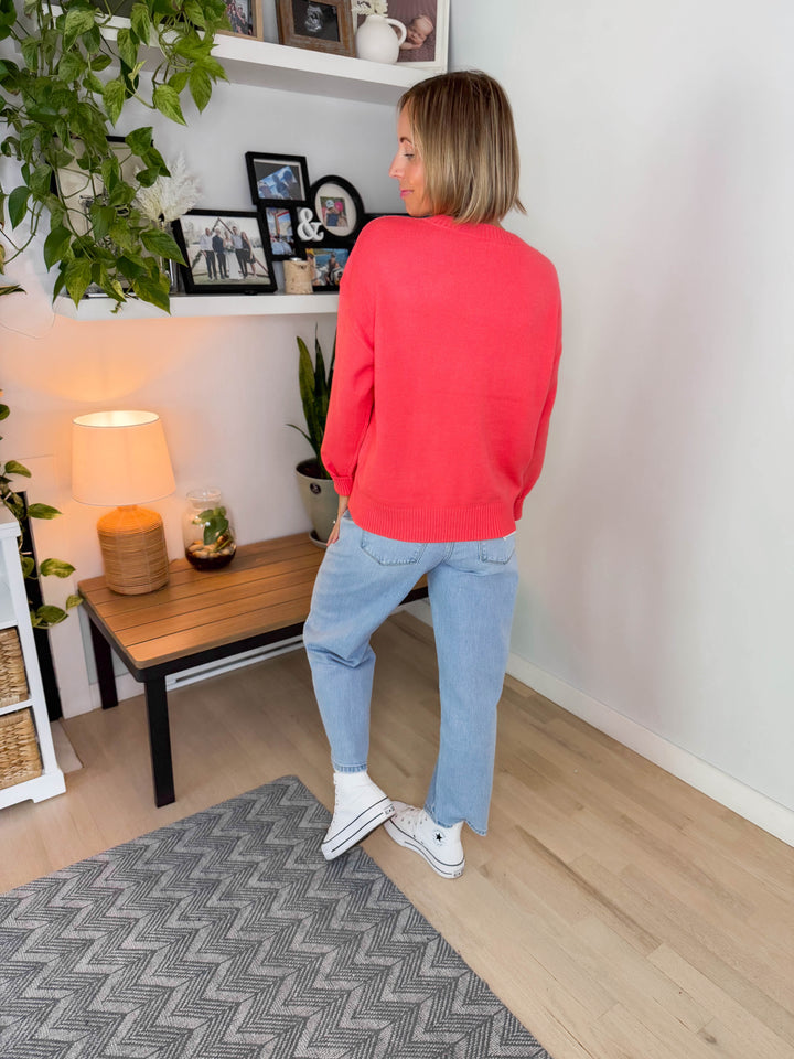 ONLY Libi Heart Sweater- SUGAR CORAL