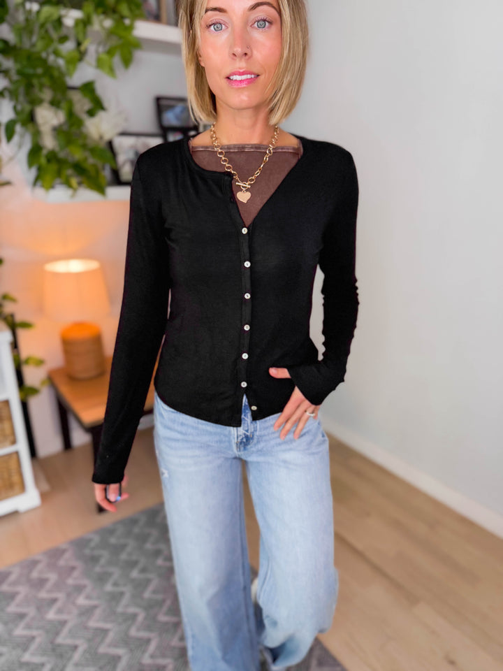 Onda Button Up Long Sleeve- BLACK