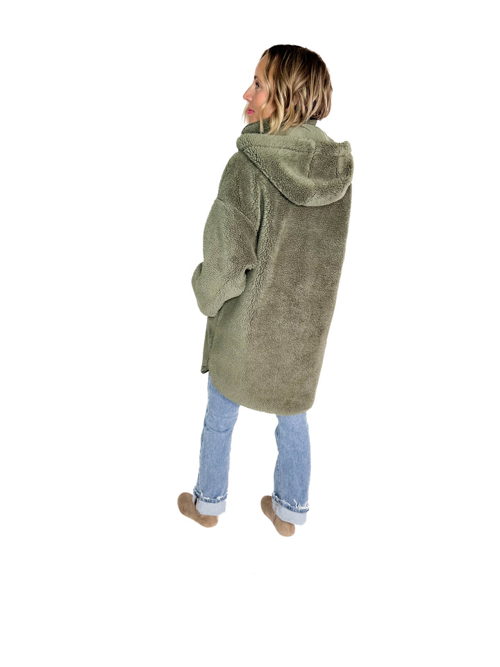 ONLY Sascha Sherpa Jacket- OLIVE GREY-FINAL SALE