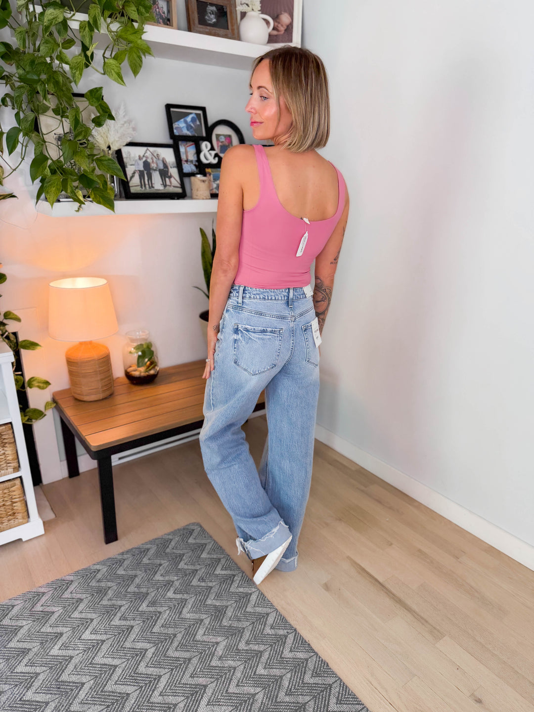 Sandy Lane Scoop Neck Bodysuit- BERRY SMOOTHIE