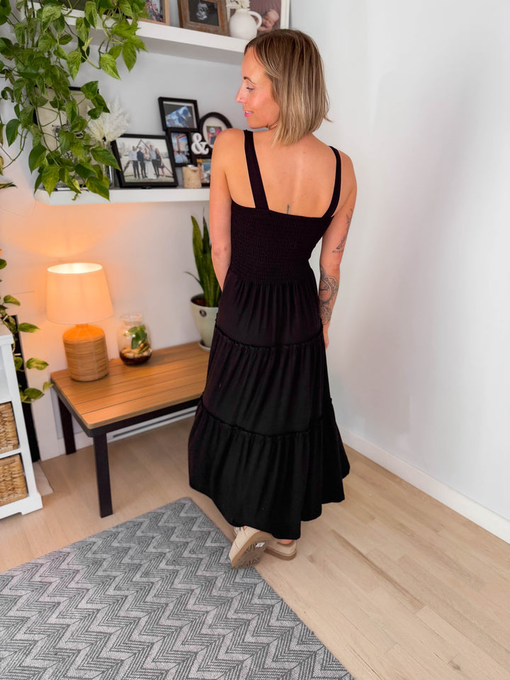 Althea Midi Dress- BLACK