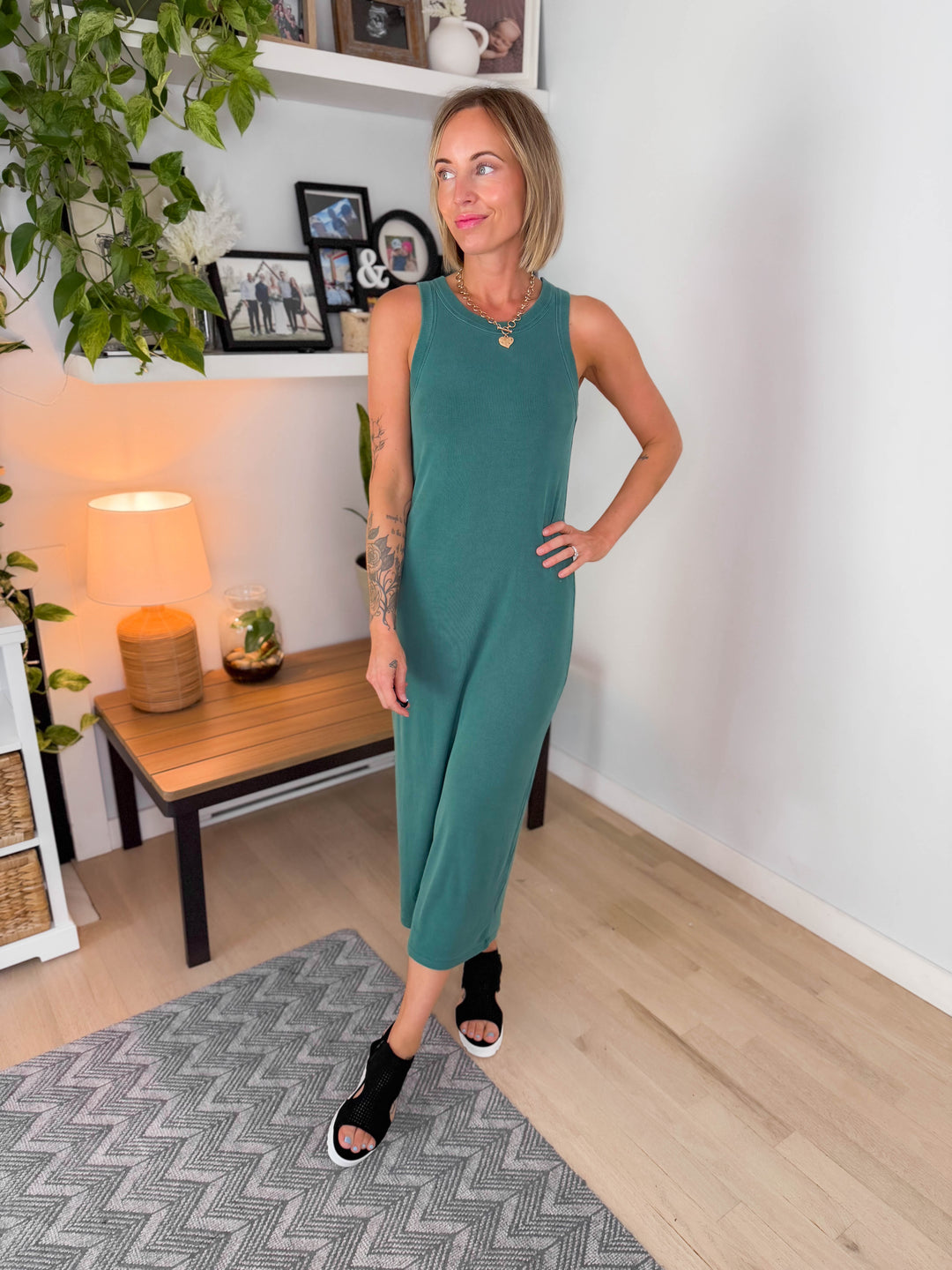 Summer Mist Tank Dress- HUNTER