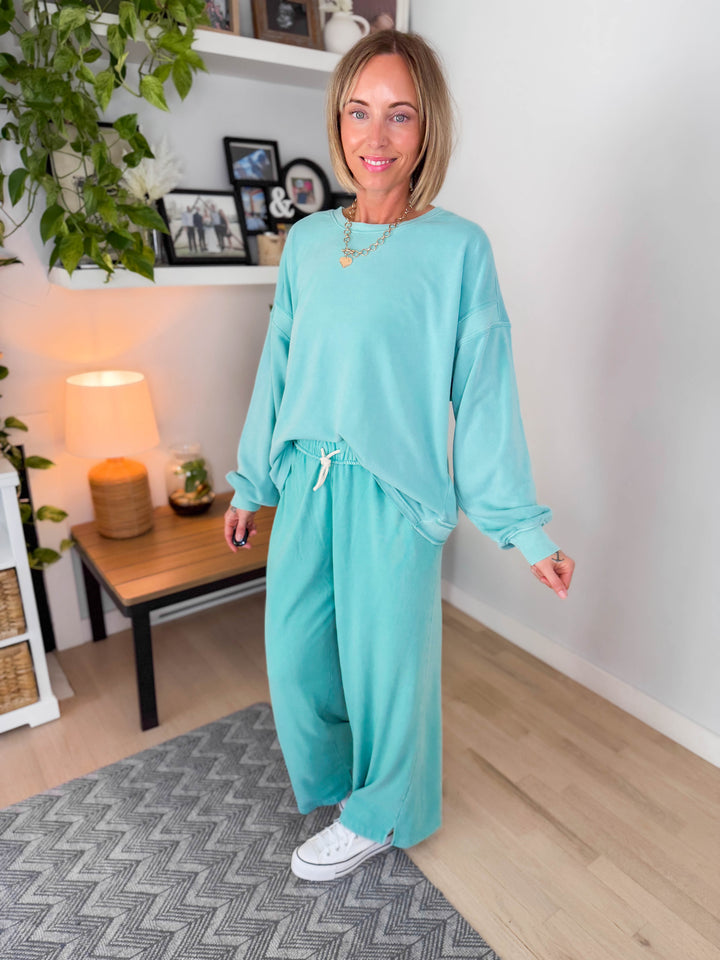Stella Open Back Pullover- TURQUOISE