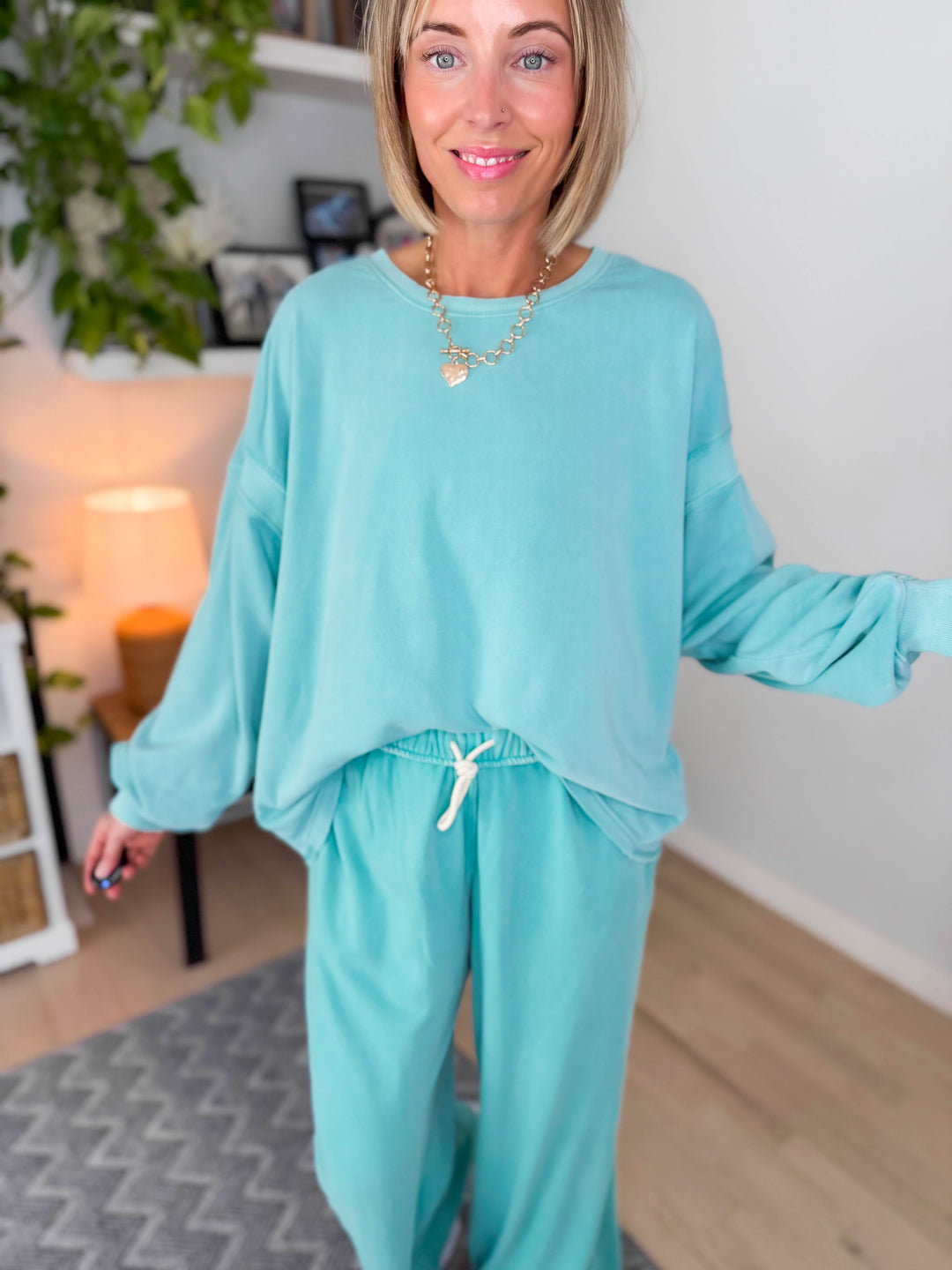 Stella Open Back Pullover- TURQUOISE