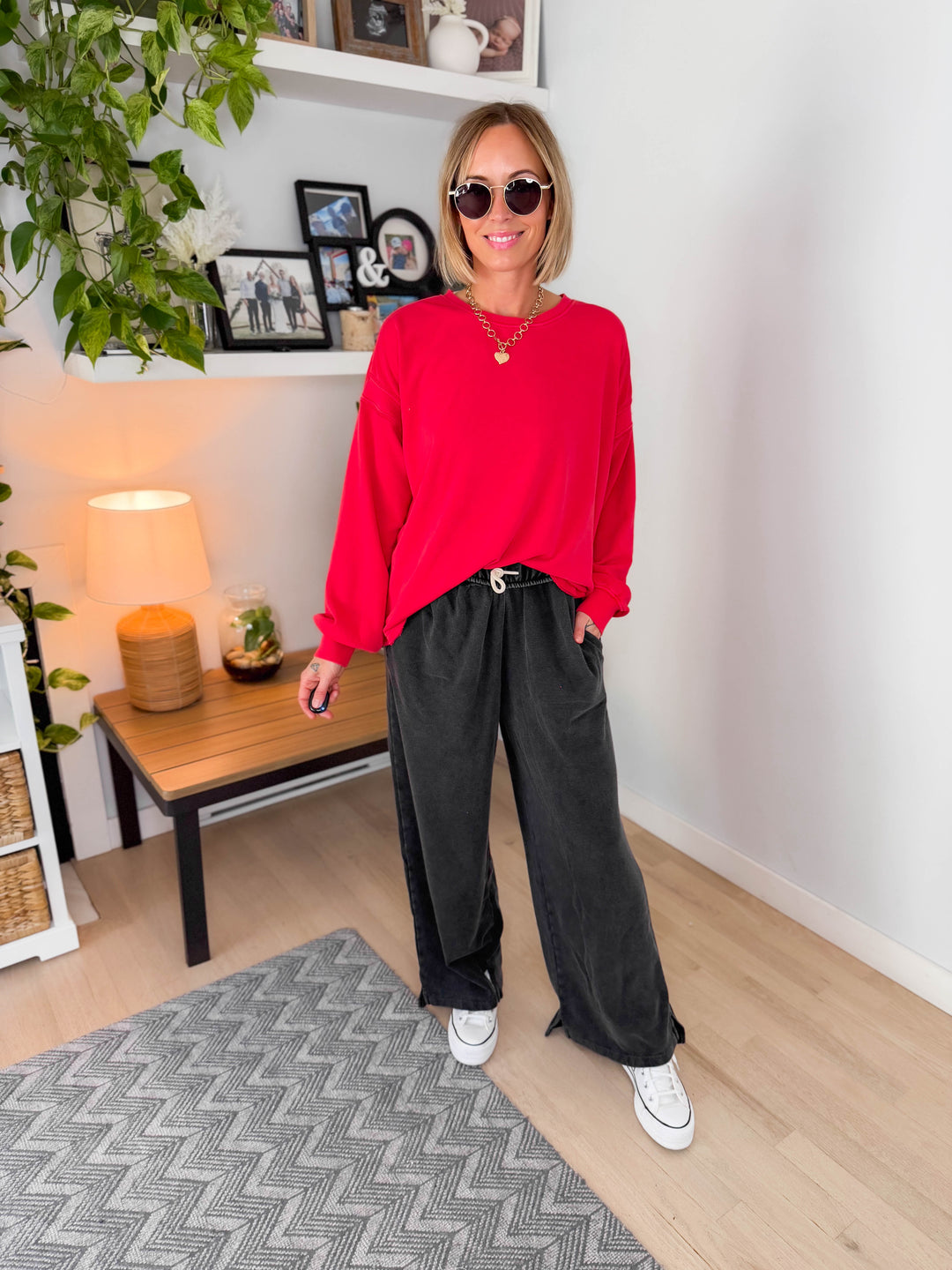 Stella Open Back Pullover- RED