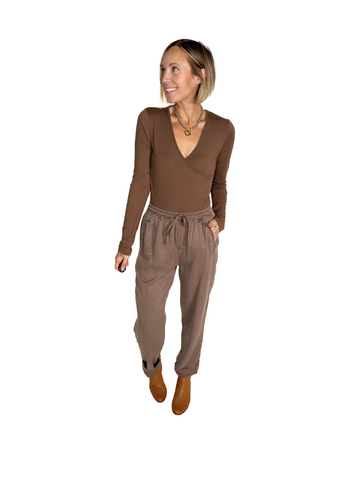 Verta Tencel Blend Tapered Pants- COCOA-FINAL SALE