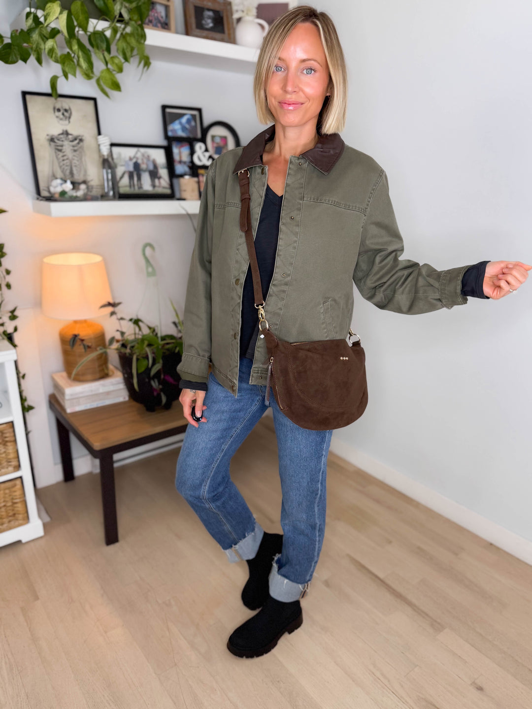 Netty Suede Crossbody- CHOCOLATE