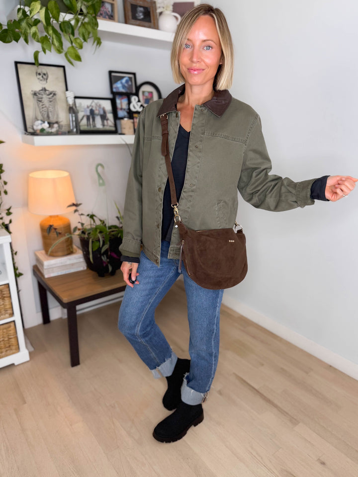 Netty Suede Crossbody- CHOCOLATE